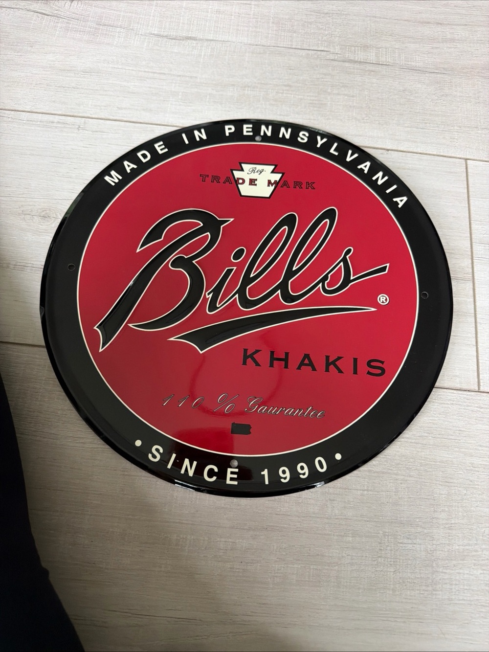 Bills Khakis Round Metal Sign - Red & Black